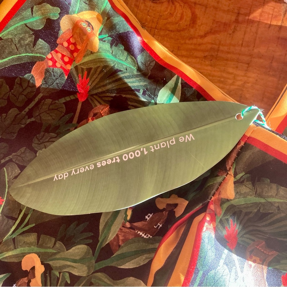 NEW RARE FARM Rio Beleza Tropical Scarf Mini Bag Jungle Print Wood Leaf Handle - Picture 15 of 16